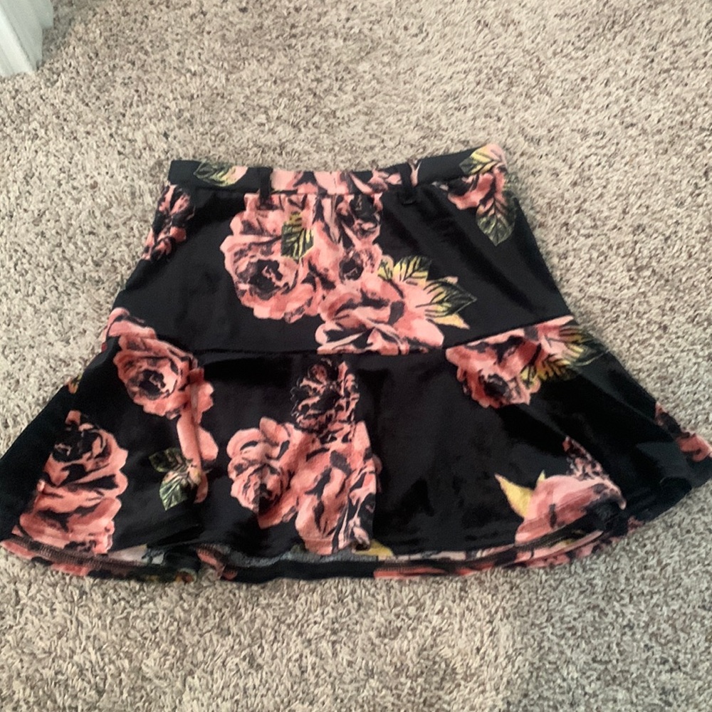 Black Floral Rose Skirt
